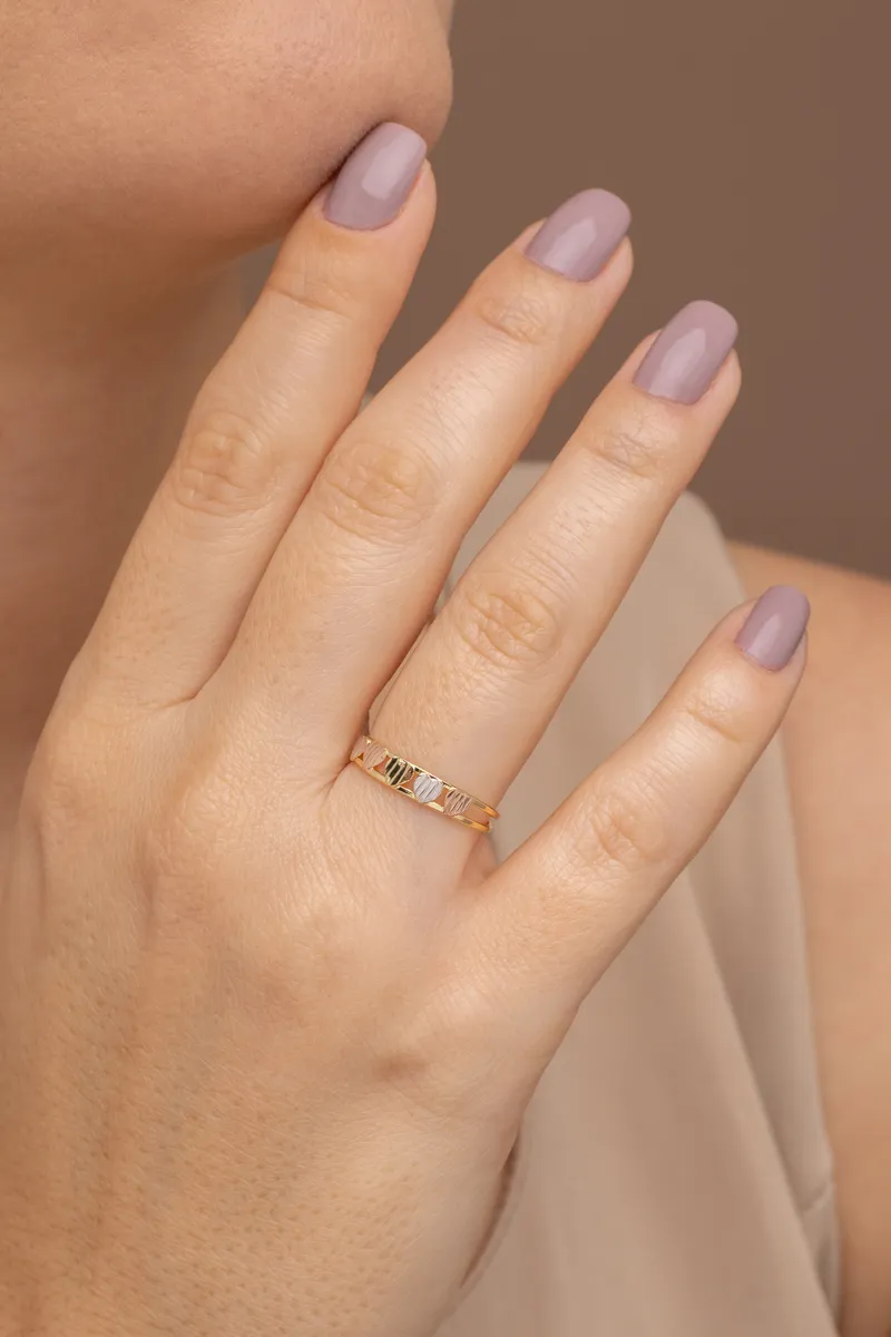 Anel Delicado Corações Diamantado — semijoia bruta diamantados da Santana Brutos, atacado para lojistas