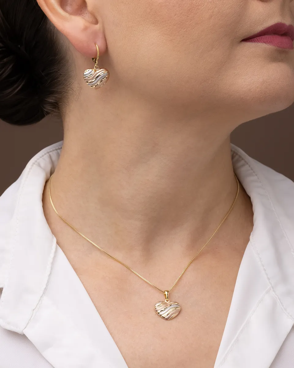 Conjunto de Coração Diamantado para Apliques de Ródio — semijoia bruta diamantados da Santana Brutos, atacado para lojistas